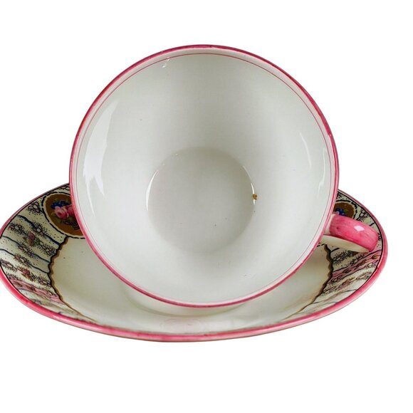 RARE Vintage Aynsley England Teacup Saucer Set Pink Floral Bone China  Art Deco - Picture 2 of 7